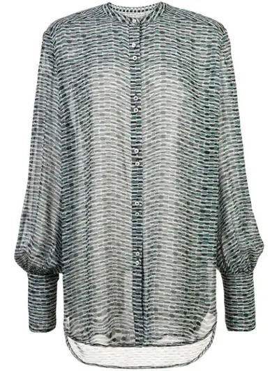 Proenza Schouler Printed Chiffon Silk Button-down Blouse In Blue Stone Multi