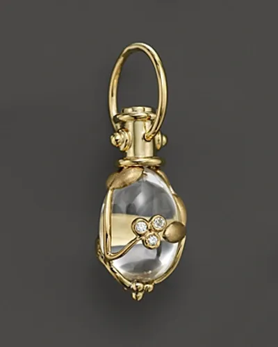 Temple St Clair 18k Yellow Gold Vine Amulet With Oval Rock Crystal And Diamonds