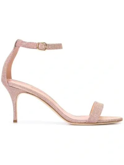 Manolo Blahnik Slingback Glitter Sandals In Neutrals