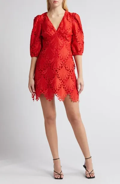 Adelyn Rae Harper Lace Minidress In Poppy Red