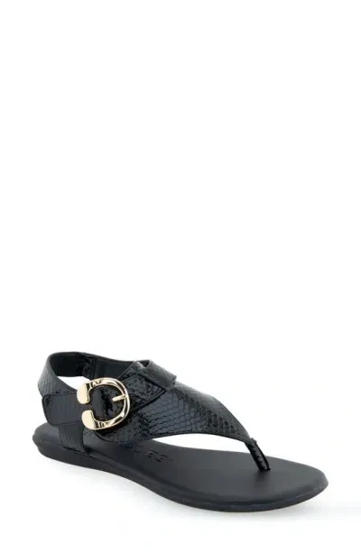 Aerosoles Isa Buckle Sandal In Black Snake Patent Polyurethane