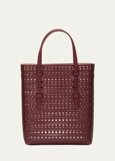 Alaïa Mini North-south Perforated Tote Bag In Red