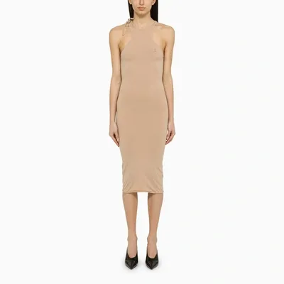 Andreädamo Andreādamo Sculpting Beige Sleeveless Midi Dress In Pink