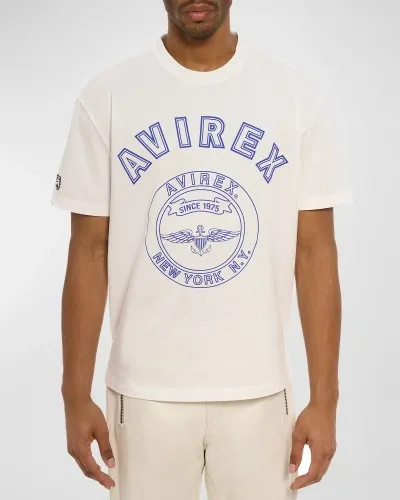 Avirex Men's Stadium Logo-print Crewneck T-shirt In Snow White