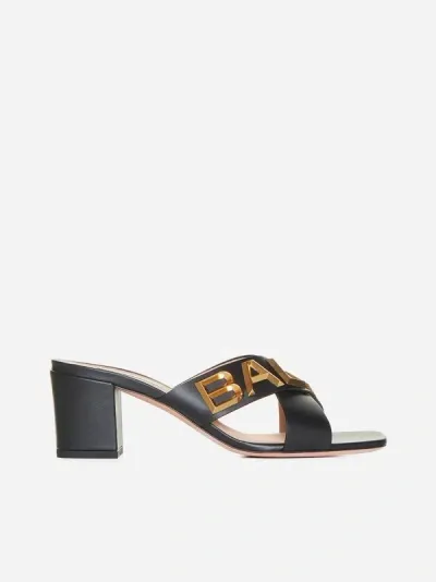 Bally Larise Logo Leather Mules In Black