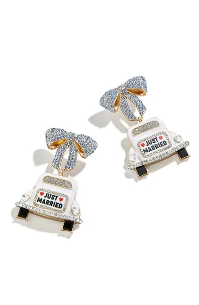 Baublebar Just Married Car Statement Earrings In White Multi