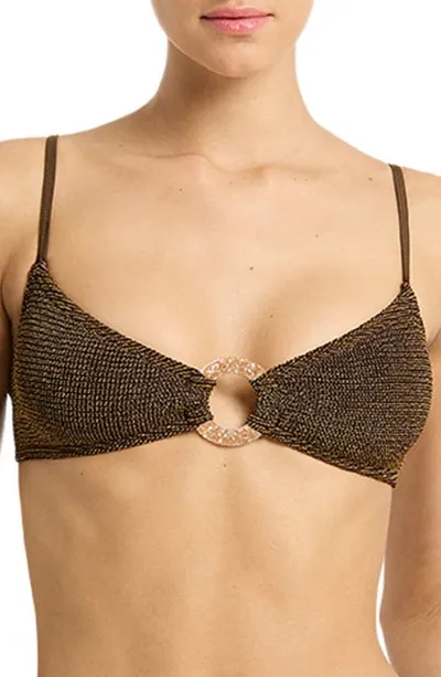 Bondeye Lissio Metallic O-ring Bikini Top In Brown