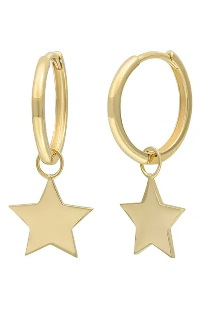 Bony Levy 14k Gold Star Drop Hoop Earrings In 14k Yellow Gold