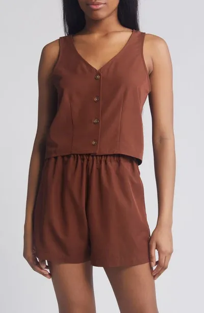 Brixton Polanco Crop Vest In Sepia