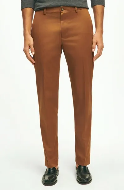 Brooks Brothers Advanced Stretch Flat Front Chinos In Bison