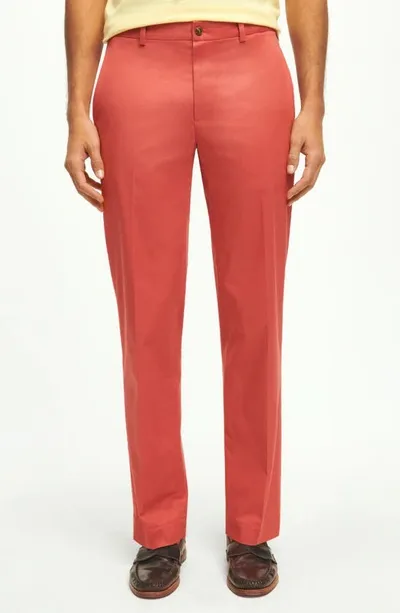 Brooks Brothers Advanced Stretch Flat Front Chinos In Mineral Red