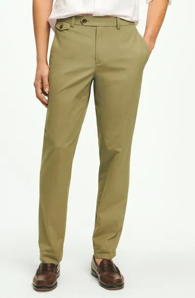 Brooks Brothers Regular Fit Cotton Canvas Poplin Chinos In Supima Cotton Pants In Medium Green