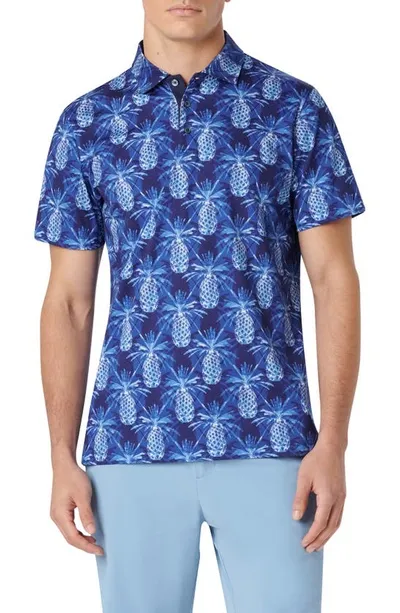 Bugatchi Hendrix Digital Pineapple Print Cotton Polo In Night Blue