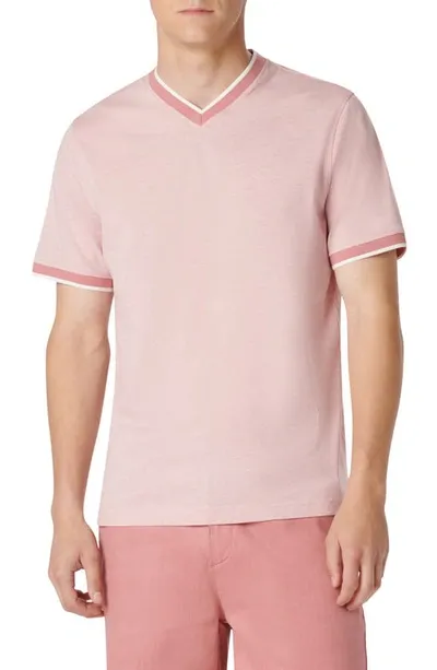 Bugatchi High V-neck T-shirt In Dusty Pink