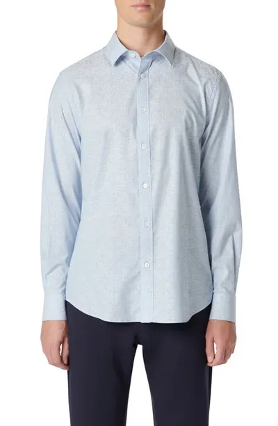 Bugatchi Julian Shaped Fit Stripe Stretch Cotton Button-up Shirt In Classic Blue