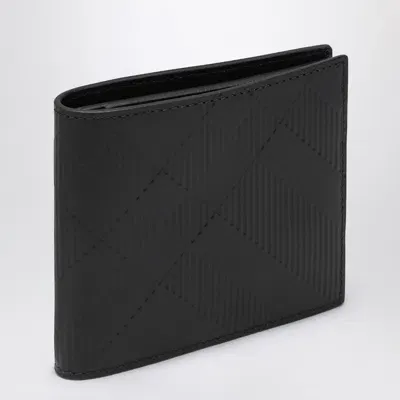 Burberry Black Leather Bi-fold Wallet With Embossed Check