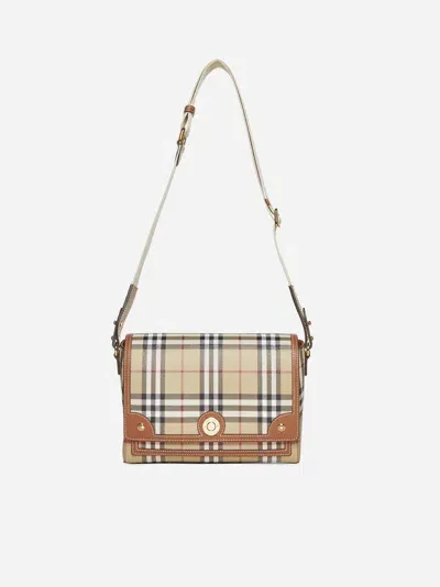 Burberry Note Check Canvas Medium Bag In Briar Brown