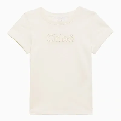 Chloé Kids' White Cotton T-shirt With Logo