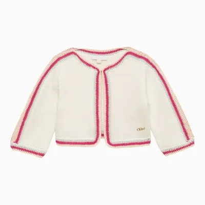 Chloé White/pink Cotton Cardigan