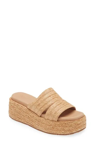 Chocolat Blu Larra Platform Slide Sandal In Toast Raffia