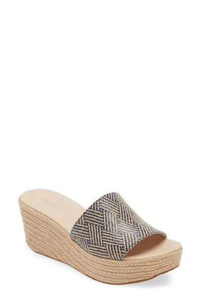 Chocolat Blu Yvon Espadrille Platform Sandal In Blue Combo Raffia