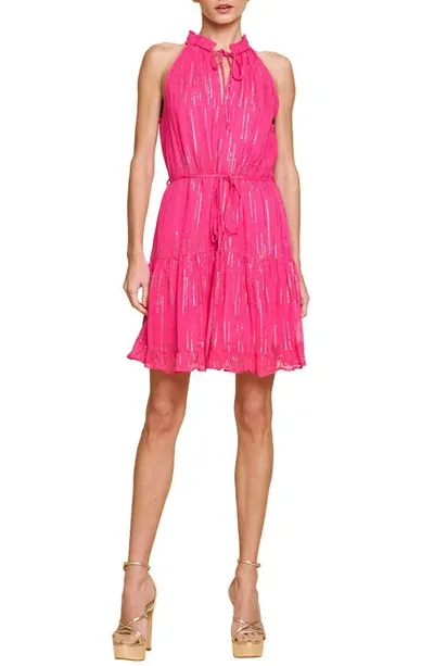 Ciebon Deirdre Metallic Print Minidress In Hot Pink