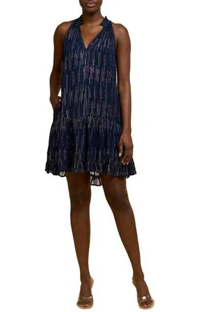 Ciebon Deirdre Metallic Print Minidress In Navy