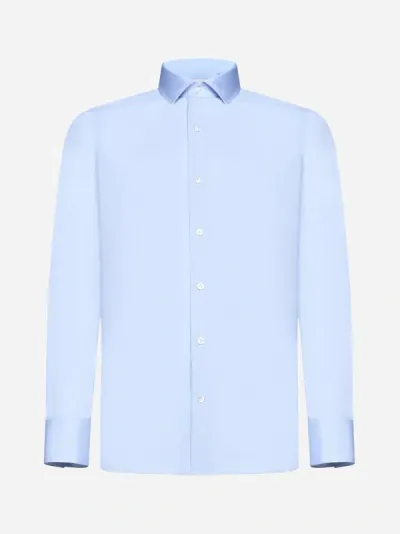 D4.0 Twill Cotton Shirt In Sky Blue