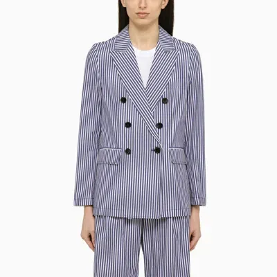 Department 5 Ari Double-breasted Striped Cotton Jacket In Blue