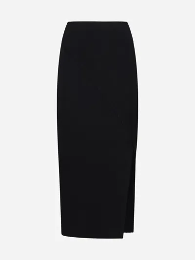 Diane Von Furstenberg Side-slit Midi Skirt In Black