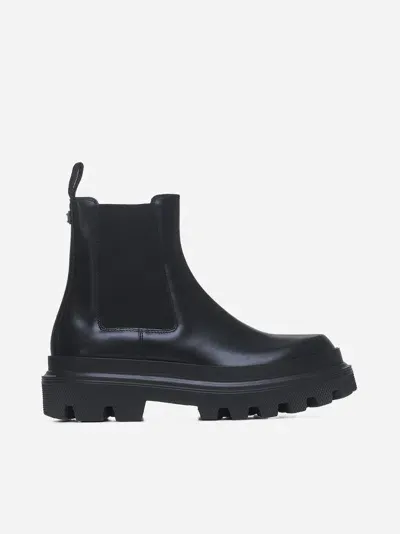 Dolce & Gabbana Trekking Leather Chelsea Boots In Black