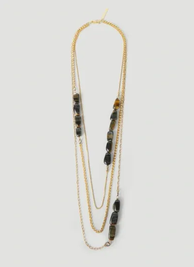 Dries Van Noten Polished Beaded Necklace In Tiger