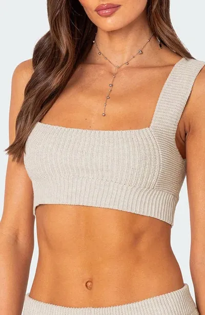 Edikted Sunday Knit Crop Top In Cream