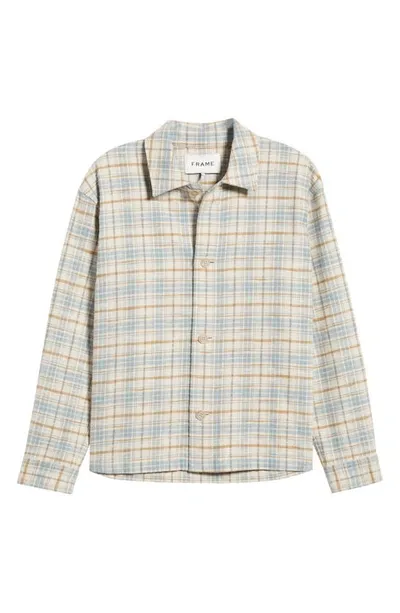 Frame Relaxed Plaid Button-up Shirt In Light Blue