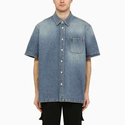 Givenchy Blue Denim Short-sleeved Shirt Men