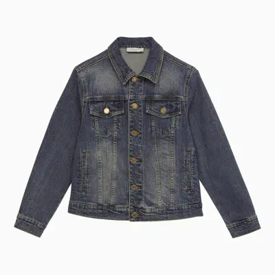 Golden Goose Kids' Blue Denim Jacket With Logo In Light Blue