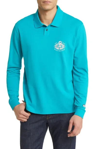 Hugo Boss Boss X Nfl Patlong Long Sleeve Piqué Polo In Miami Dolphins Open Green