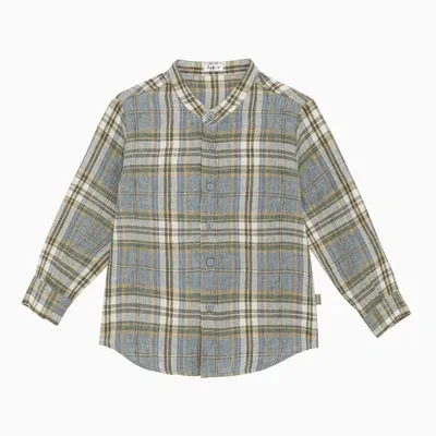 Il Gufo Kids' Linen Checked Shirt In Light Blue