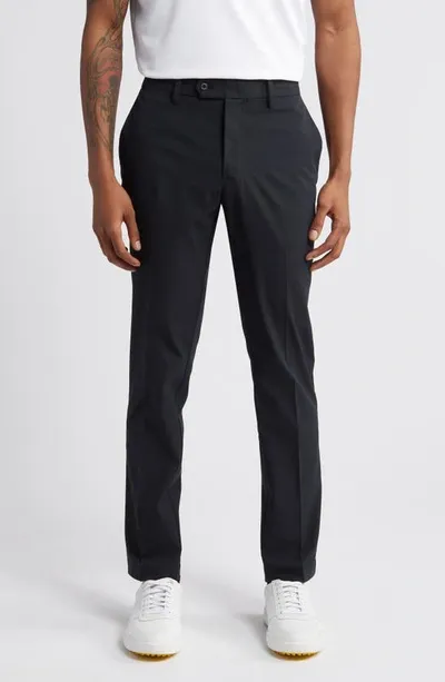 J. Lindeberg Vent Flat Front Performance Golf Pants In Black