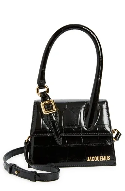 Jacquemus Le Chiquito Croc-embossed Leather Crossbody Bag In Black 990