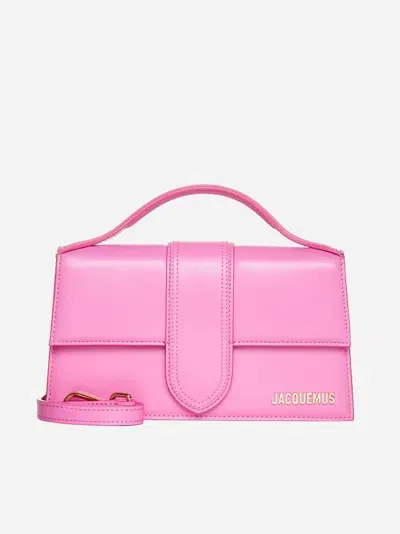 Jacquemus Le Grand Bambino Leather Bag In Neon Pink