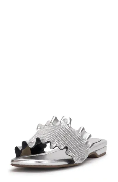 Jessica Simpson Camessa Slide Sandal In Silver Faux Leather