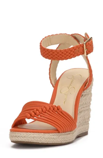 Jessica Simpson Talise Ankle Strap Espadrille Platform Wedge Sandal In Tangerine