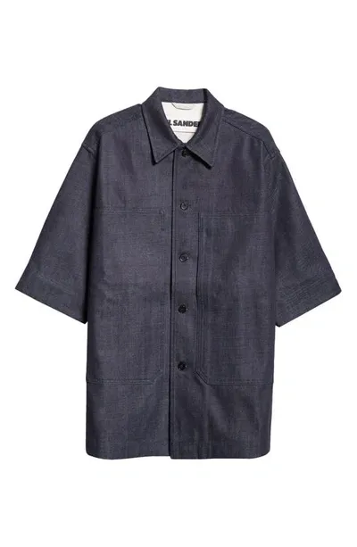 Jil Sander Oversize Denim Overshirt In Magnet