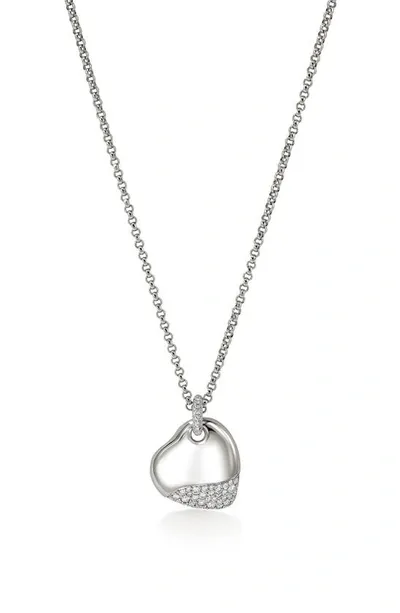 John Hardy Pebble Heart Pavé Diamond Short Pendant Necklace In Silver