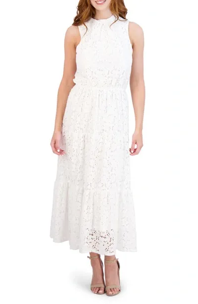 Julia Jordan Tiered Eyelet Maxi Dress In Ivory