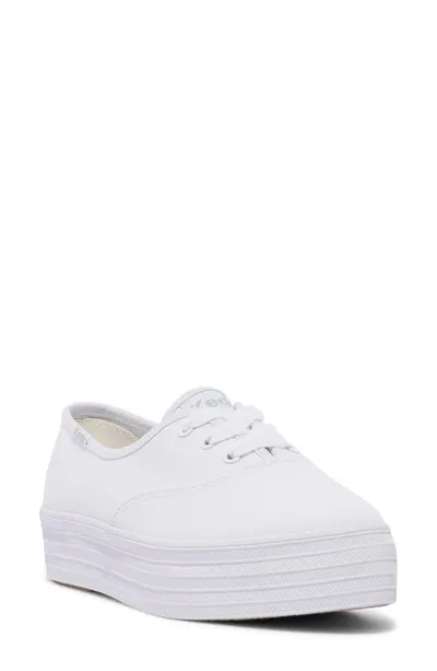 Keds Point Platform Sneaker In White Canvas