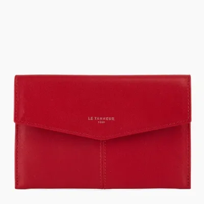 Le Tanneur Medium Charlotte Smooth Leather Envelope Bag In Red