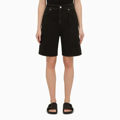 Loulou Studio Washed Denim Organic Cotton Shorts In Black