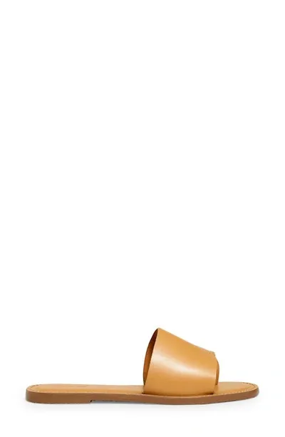 Madewell The Boardwalk Post Slide Sandal In Desert Camel